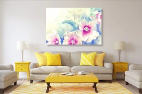 Quadro su tela – Illustrazione acquerello di fiori rosa