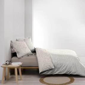 Set copripiumino e federa bianco/beige in percalle di cotone per letto matrimoniale ed esteso 240x220 cm Eliot – douceur d'intérieur
