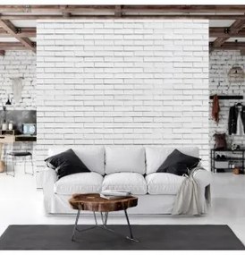 Carta da parati - Snow Brick - Pattern Imitating a Brick Wall in White Premium 250x175
