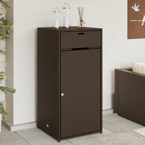 Armadietto Portaoggetti Giardino Marrone 55x55x111cm Polyrattan /