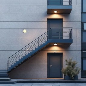 Plafoniera rotonda E27 IP65 Ø30cm Con sensore Movimento - Nera