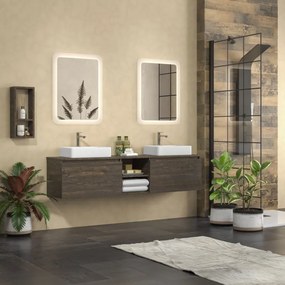 Mobile bagno sospeso 175 cm con due cassetti e vano a giorno SP-175P - KAMALU