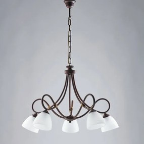 Lampadario in ferro laccato nero con decorazione effetto ruggine e ...