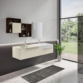 Mobile bagno sospeso con lavabo L 135 x H 36 x P 51 cm pesca per vasca a destra Ginevra