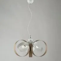 Lampadario Moderno 3 Luci Cerchi Ferro Bianco e Tortora Serie Bolla