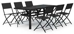 Set da Pranzo da Giardino 7 pz Grigio e Nero