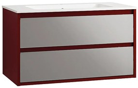 Base per mobile bagno Loto 2 cassetti P 45.5 x L 89 x H 50 cm laccato lucido rosso vetro