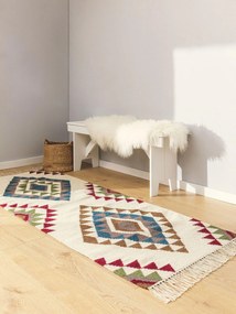 benuta Nest Kelim tessuto a mano Zalan Multicolor/Blu 70x200 cm - Tappeto design moderno soggiorno