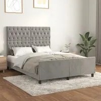 Giroletto con Testiera Grigio Chiaro 140x190 cm in Velluto cod mxl 40843