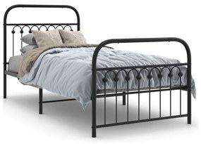 Giroletto Con Testiera E Pediera Metallo Nero 90x190 Cm /