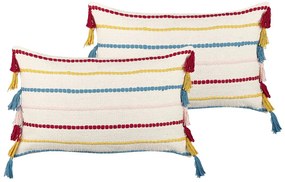 Set di 2 cuscini cotone multicolore 40 x 60 cm AGAVE Beliani
