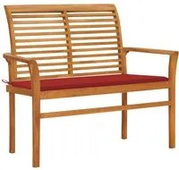 Panca da Giardino con Cuscino Rosso 112cm Teak Massello 3062655