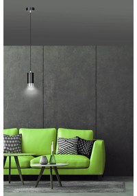 Sospensione Moderna 1 Luce Ivar A Cilindro In Acciaio Nero E Cromo