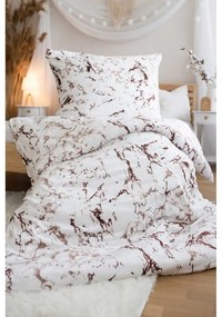 Biancheria da letto singola in microflanella bianco-marrone 140x200 cm - Jerry Fabrics