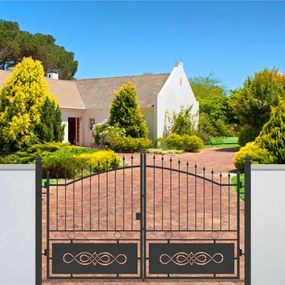 Cancello manuale battente Lavaredo in ferro, apertura centrale, L 308.5, H 165-195 cm, di colore nero