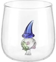 Bicchiere acqua gnomo blu vetro borosilicato
