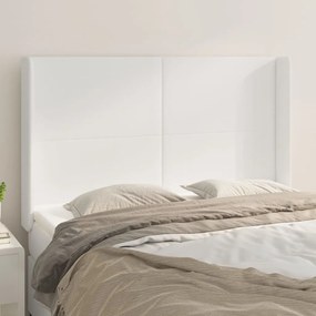 Testiera Ad Orecchio Bianco 147x16x118/128 Cm İn Similpelle /