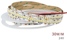 24V Bobina Striscia Led 30W/M 140LM/W 4200LM/M Bianco Caldo 2700K 1200 Smd 2835 5 Metri