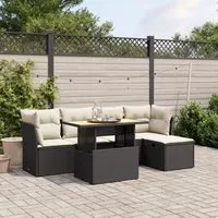 Set Divano da Giardino 6 pz con Cuscini Nero in Polyrattancod mxl 114375