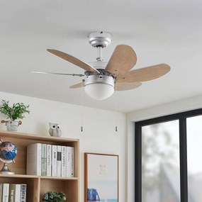 Lindby ventilatore da soffitto con luce Minja, argento, silenzioso, 78 cm
