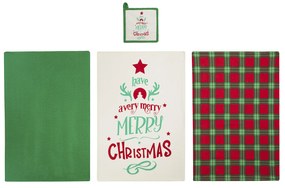 Set 3 strofinacci e presina Merry Christmas