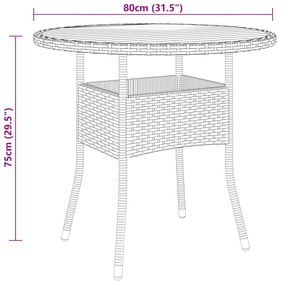 Tavolo giardino Ø80x75 cm massello acacia e polyrattan nero