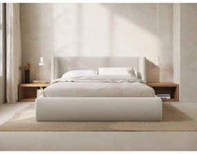 Letto matrimoniale imbottito beige con contenitore con rete inclusa 200x200 cm Jason – Windsor &amp; Co Sofas
