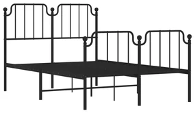 Giroletto con testiera e pediera metallo nero 120x190 cm