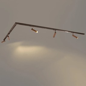 Sistema di illuminazione su binario moderno con 5 faretti bronzo scuro monofase - Iconic Ivy