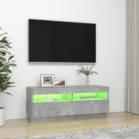 Mobile Porta TV con Luci LED Grigio Cemento 100x35x40 cm