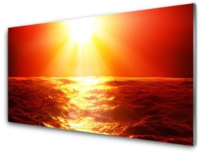 Quadro acrilico Onda del mare al tramonto 100x50 cm