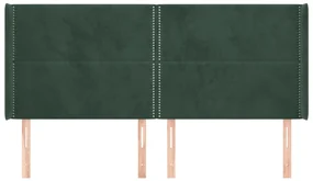 Testiera ad orecchio verde scuro 203x16x118/128 cm in velluto