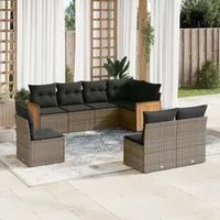 Set Divano da Giardino 8 pz con Cuscini Grigio in Polyrattancod mxl 88275