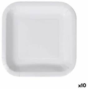 Set di piatti Algon Monouso Bianco Cartone Quadrato 20 cm (10 Unità)