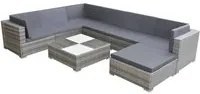 Set Divani da Giardino 8 pz con Cuscini in Polyrattan Grigio 42746