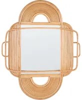 Specchio da parete in legno chiaro Rattan 70 x 90 cm da appendere Home Decor Design Ovale Soggiorno Corridoio Camera da letto Boho Moderno