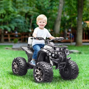 Quad Elettrico per Bambini 3-5 Anni 12V con Fari e Pedale Presa USB per Musica Bianco...