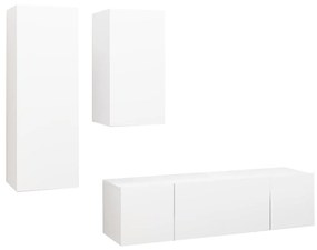 Set mobile tv 4 pz bianco in truciolato