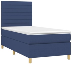 Letto a molle con materasso e led blu 80x200 cm in tessuto