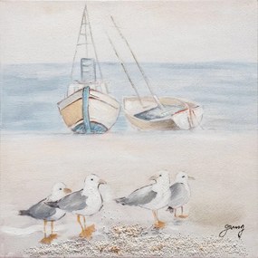 Dipinto su tela Riva mare, bianco 60 x 60 cm