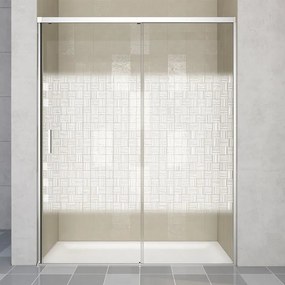 Porta doccia scorrevole Jazz, L 119-119.5 cm x H 200 cm x SP 6 mm, profilo cromo, vetro smerigliato