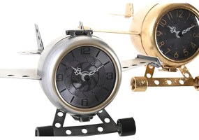 Orologio da Tavolo DKD Home Decor Aereo Cristallo Argentato Dorato Ferro (23 x 16 x 13 cm) (2 Unità)