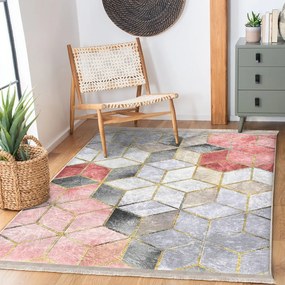 Tappeto lavabile grigio e rosa 160x230 cm Optic - Mila Home