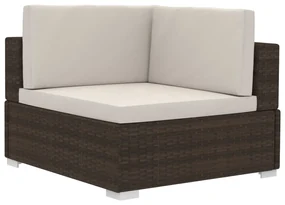 Set divani da giardino 3 pz con cuscini in polyrattan marrone