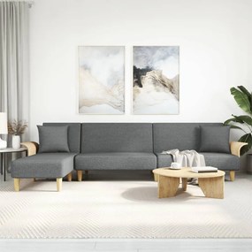 Divano Letto A L Grigio Scuro 279x140x70 Cm İn Tessuto /
