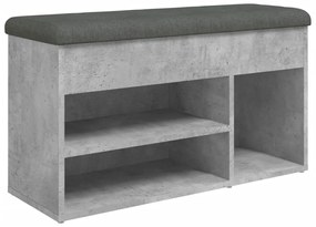 Panca per scarpe grigio cemento 82x32x45,5cm legno multistrato