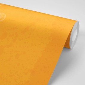 Carta da parati – Arabesco arancione su sfondo astratto