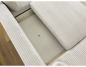 Divano angolare color crema allungabile (con penisola a sinistra/a forma di "U") con rivestimento in velluto a coste Lucien – Bobochic Paris