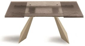 Tavolo allungabile 240 cm WATERS base in metallo Beige e piano in vetro Bronzo