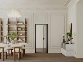 Blocco porta reversibile H204 x L73 cm in Alluminio e Vetro temperato fumé Nero - SEROTO